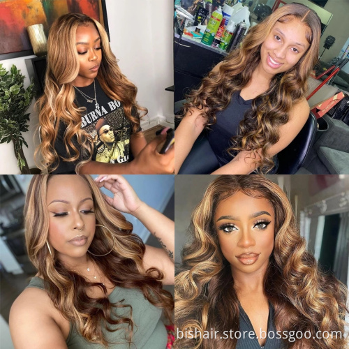 Black Lady 4/27 Wavy Human Hair Wig Brazil 100% Real Hair Lace Front Real Real Wig Closed Pre-Pulled 13x4T Remy Wholesaler